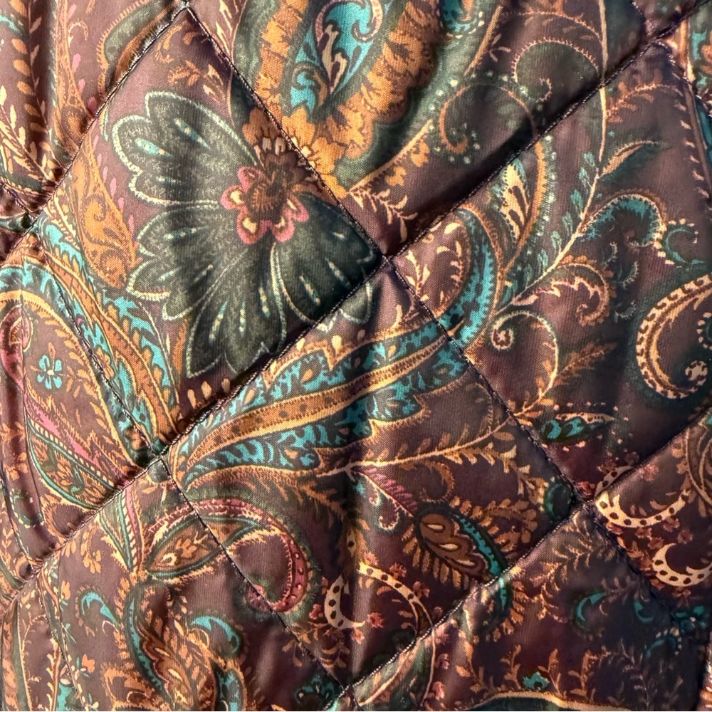 Talbots Paisley Quilted Puffer Jacket - Deep Red - Picture 8 of 14